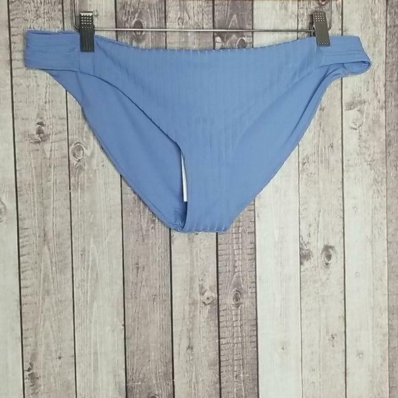 Becca Loreto Ribbed Classic Hipster Bikini Bottoms in Blue NEW Women's XL - Picture 3 of 8